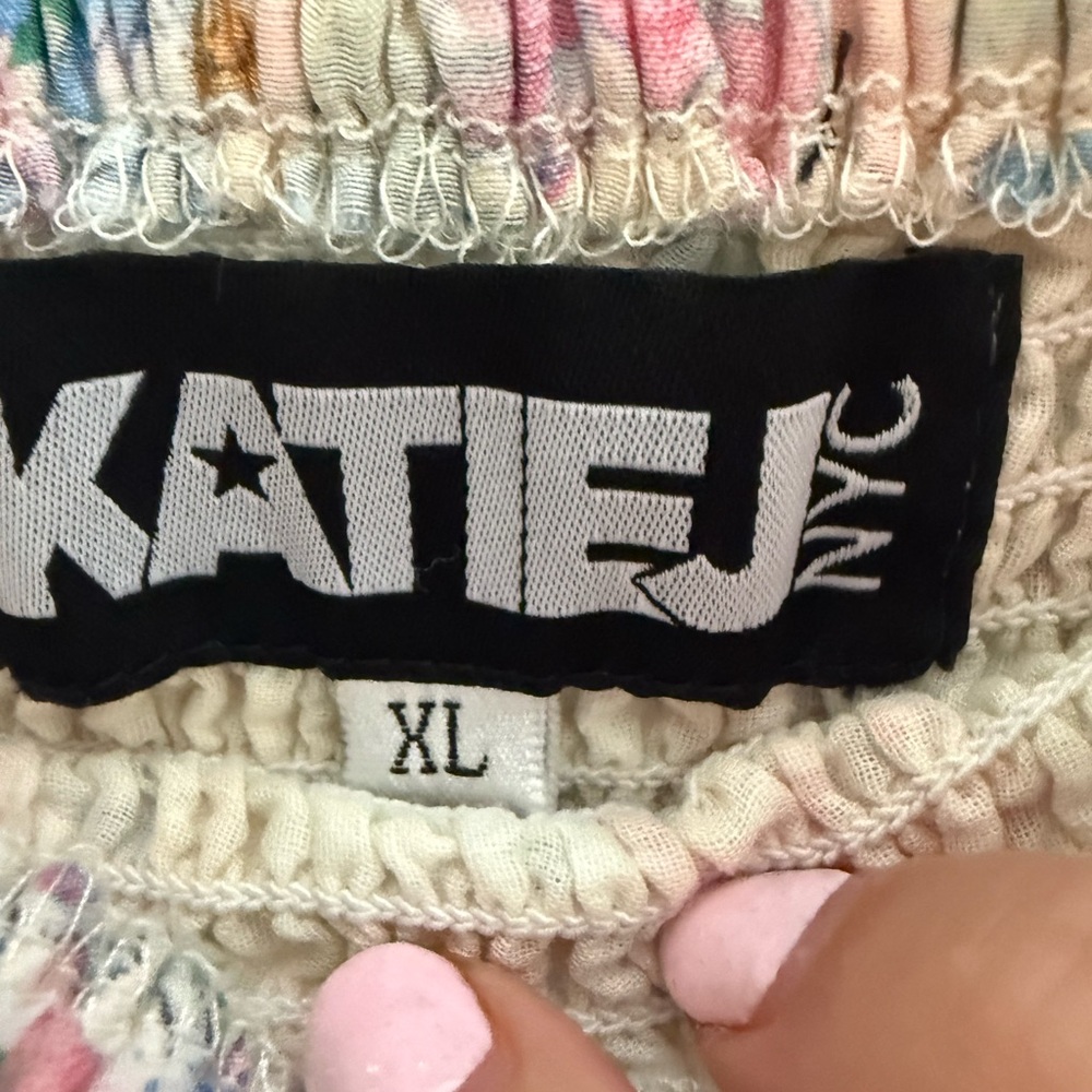 Katie J NYC Pastel Floral Smocked Dress in Cream, Pink, Blue, Green - Picture 2 of 3